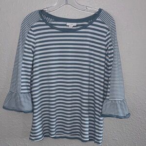 J. Jill blue & white 3/4 sleeve top size Small